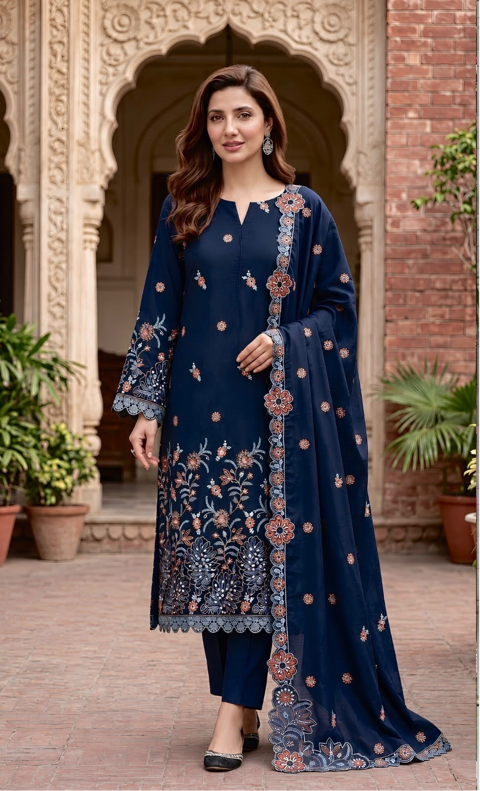 Jazmin 267 Heavy Embroidered Dhanak 3PC - Unstitched