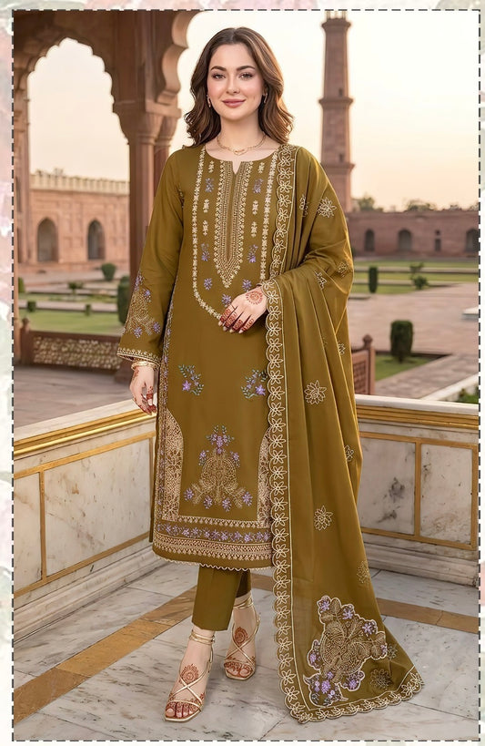 Maria B 2163 Heavy Embroidered Dhanak 3PC-Unstitched