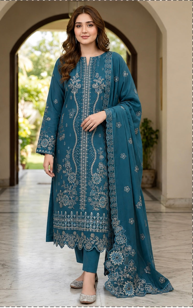 Maria B 2183 Heavy Embroidered Dhanak 3PC -Unstitched