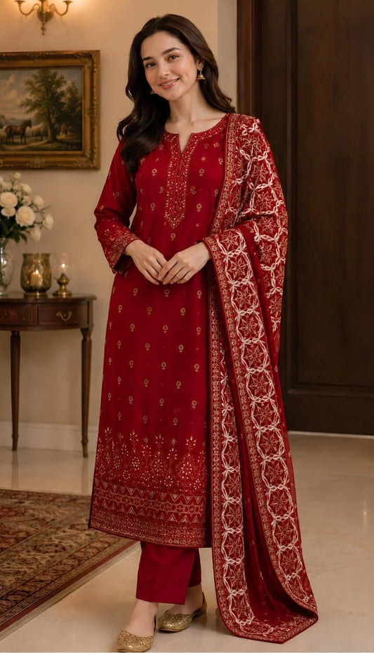 Bareeze 503 Heavy Embroidered Dhanak 3PC - Unstitched