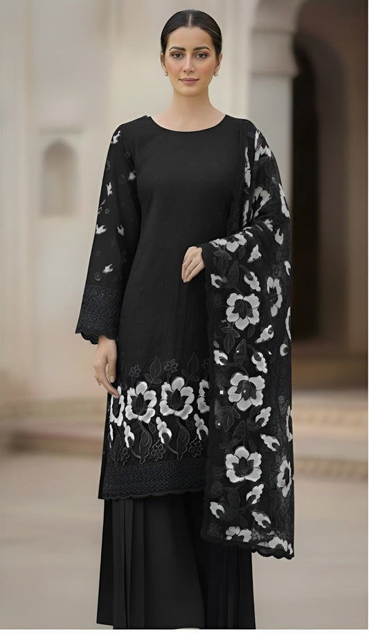 Jazmin 506 Heavy Embroidered Dhanak 3PC- Unstitched