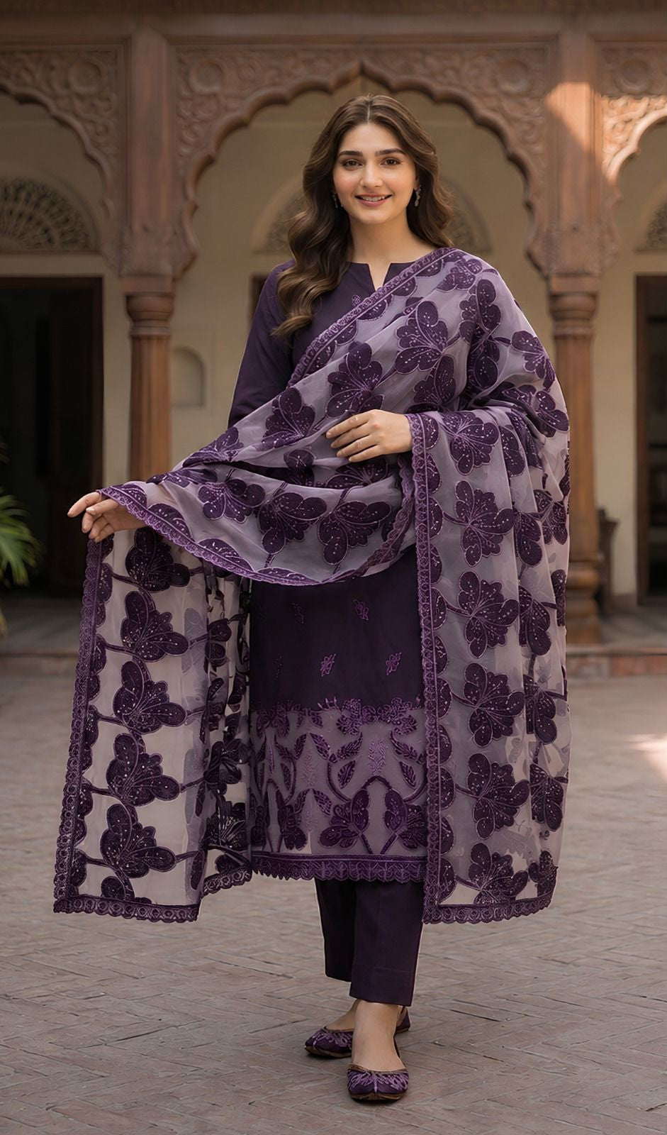 Bareeze 509 Heavy Embroidered Dhanak 3PC - Unstitched
