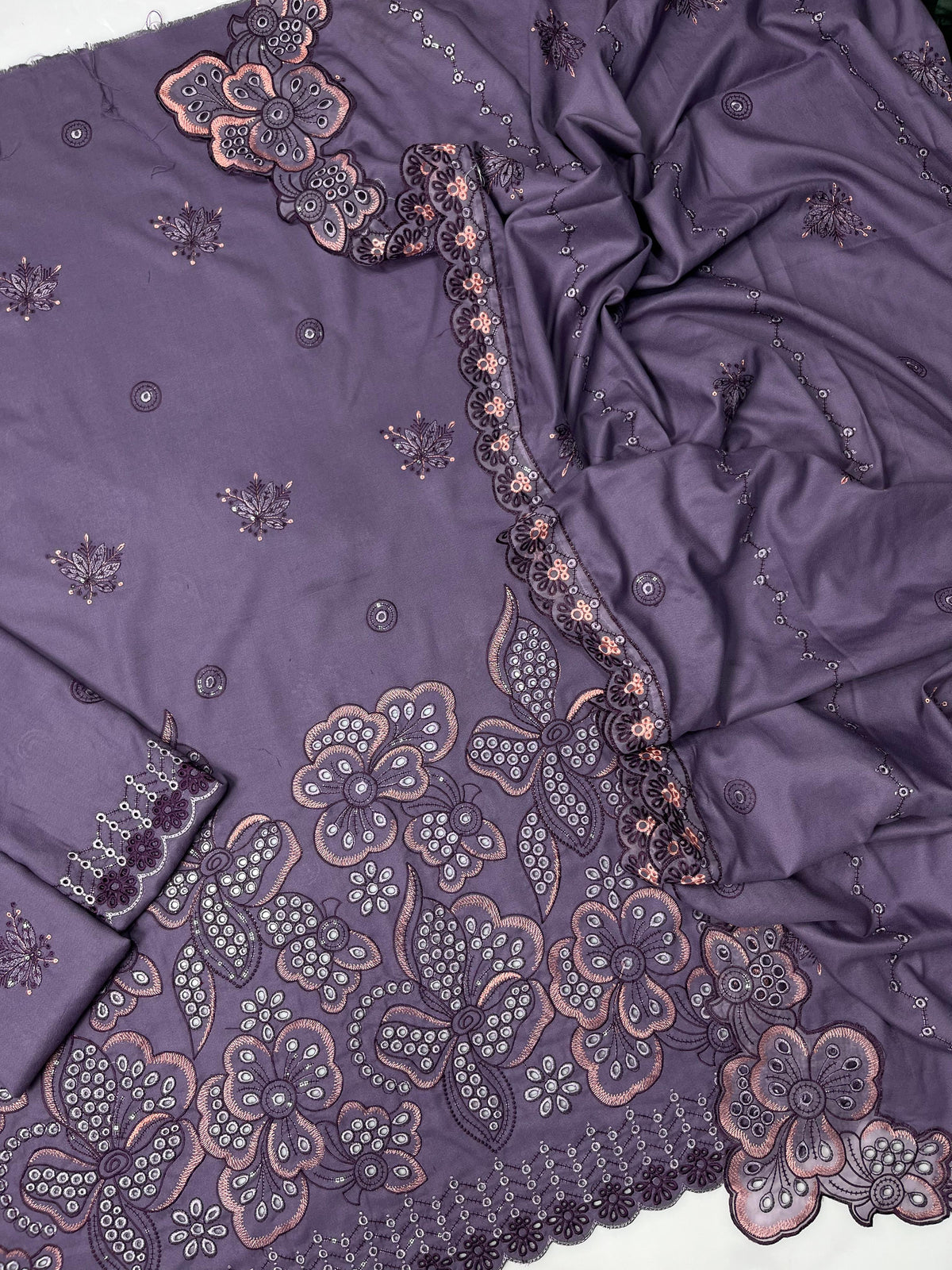 Jade 204 Heavy Embroidered Dhanak 3PC- Unstitched