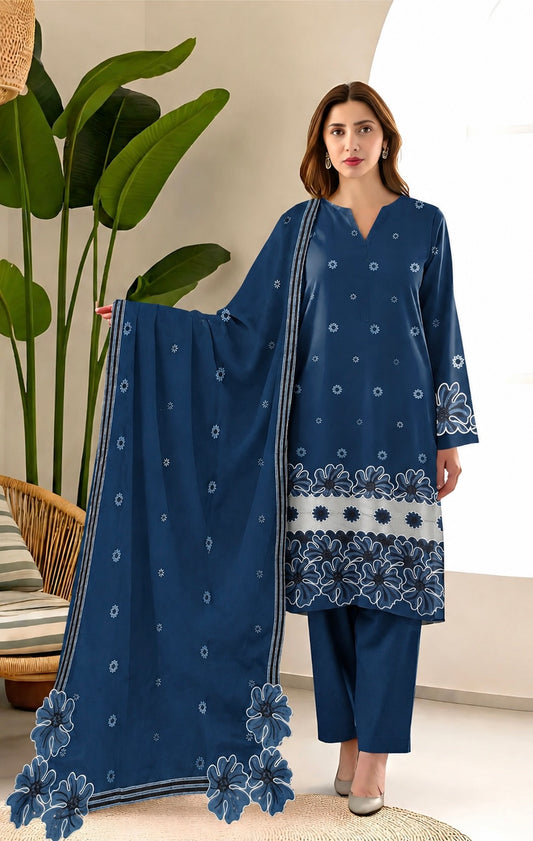 Gul Ahmed 238 Heavy Embroidered Dhanak 3pc -Unstitched