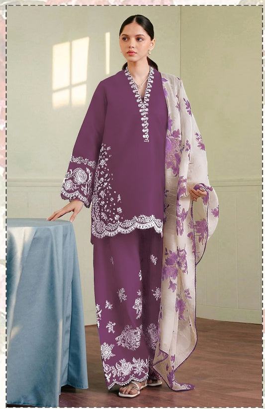 Coco by Zarashajahan 2251 Embroidered Dhanak 3PC - Unstitched