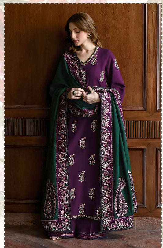 Batik 2155 Heavy Embroidered Dhanak 3pc - Unstitched