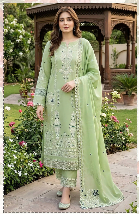 Hussain Rehar 2234 Heavy Embroidered Dhanak 3PC - Unstitched
