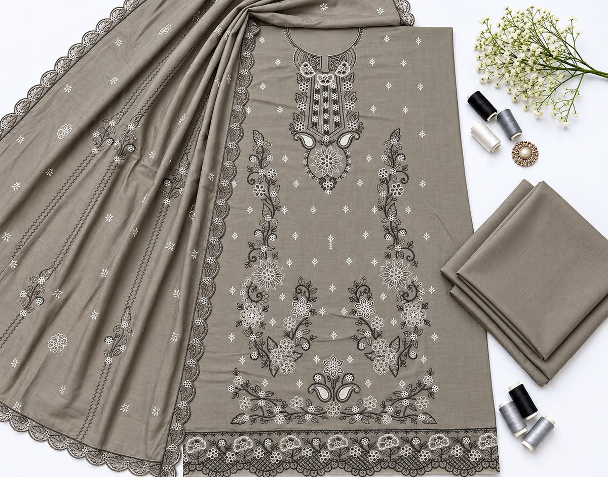 Asim Jofa 309 Heavy Embroidered Dhanak 3pc - Unstitched